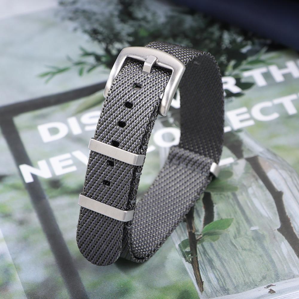 

18MM 20MM 22MM Braided Nylon Strap Black Green Grey Red Army Weaving Fabric Bands Soft Breathable Wear-Rresistant Men Wristband 20mm серый