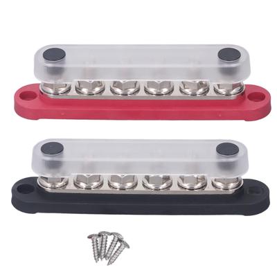 2Pcs Bus Bar 300VAC 48VDC 150A Marine Power Distribution Block Terminal M6 with Cover for Automotive