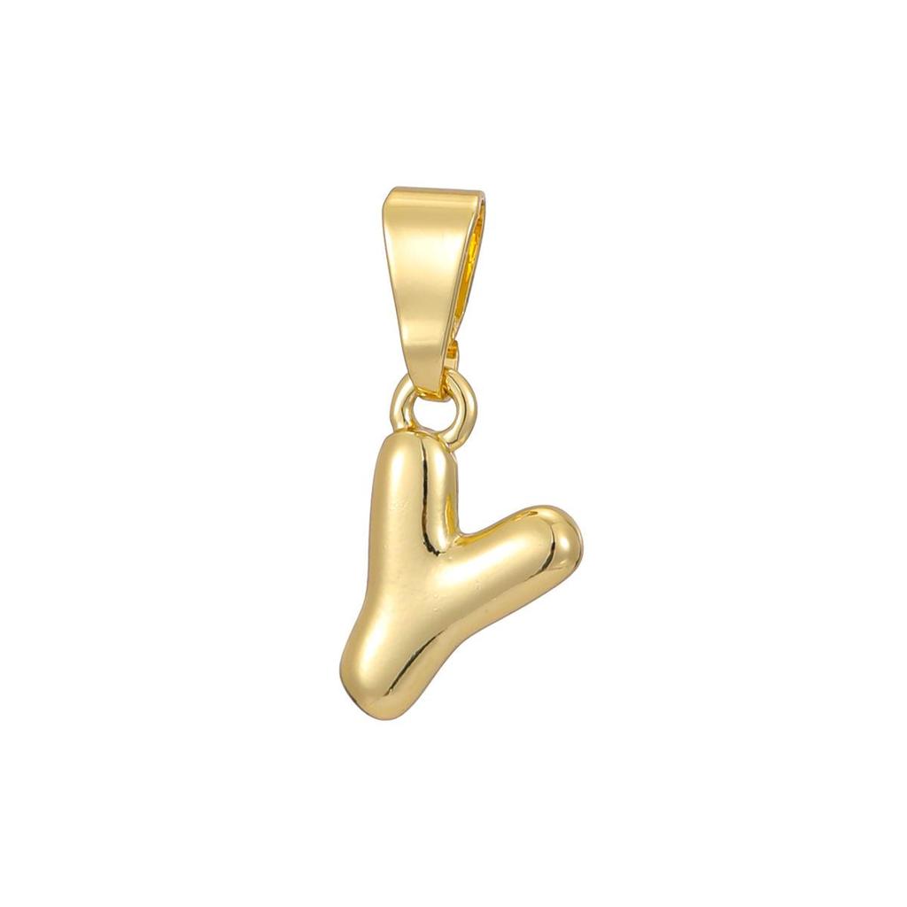 Pozłacany 18-karatowym złotem naszyjnik z mini zawieszką w kształcie litery bąbelkowej - Personalizowany 26 literami alfabetu angielskiego
