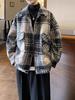 Unisex Retro Plaid Woolen Long-Sleeve Shirt Jacket for Autumn