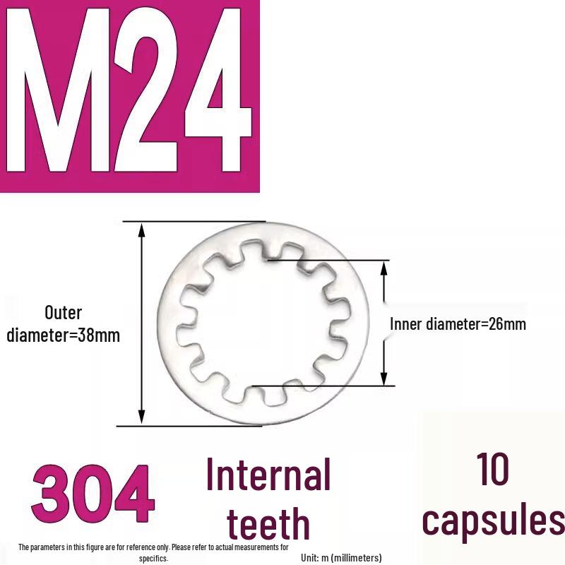 304 Stainless Steel External & Internal Tooth Lock Washer, Anti-Slip, Anti-Loosening, Size M6-M30
