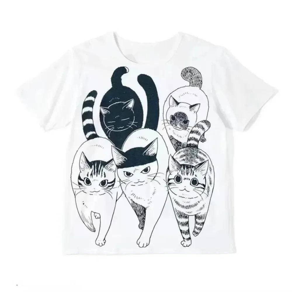 2025 new model Retro Summer Hip Hop Harajuku VintagePrint Oversized T Shirt Street Short Sleeve Casual Female Tshirts Punk Clot