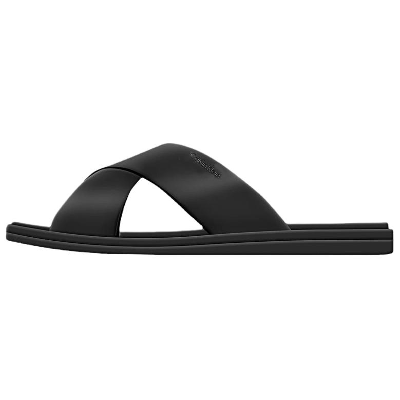 Calvin Klein Leather Square Toe Slip-On Sandals 2 Cm Men sandals Black HM0HM01737BEH 40