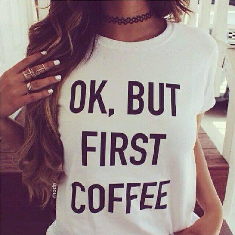 Stylish Cotton Blend Ok But First Coffee Graphic Tee For Youth And Adults