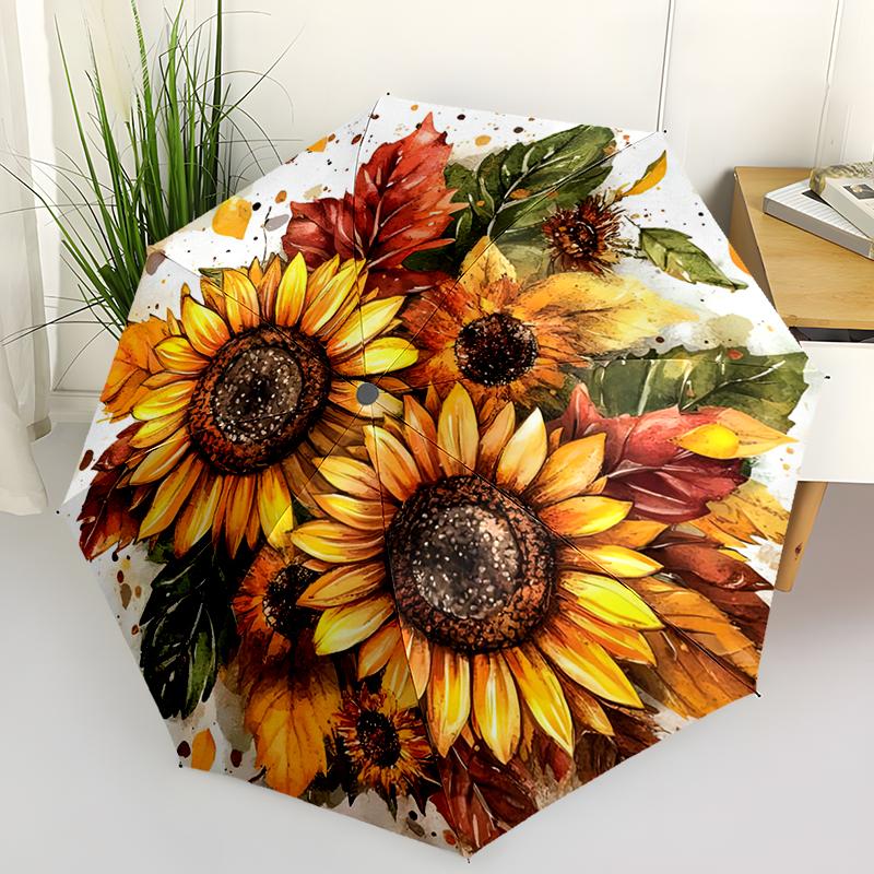 Rose Bright Flowers Automatic Umbrella, Compact Design with 8 Ribs,  Outdoor Leisure and Daily Use-ideal Gift