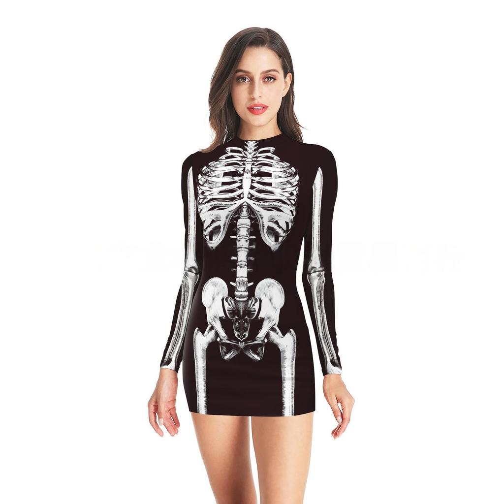 European And American Halloween Sexy Tights Gala Party Women'S Clothing, Long Sleeve Dresses