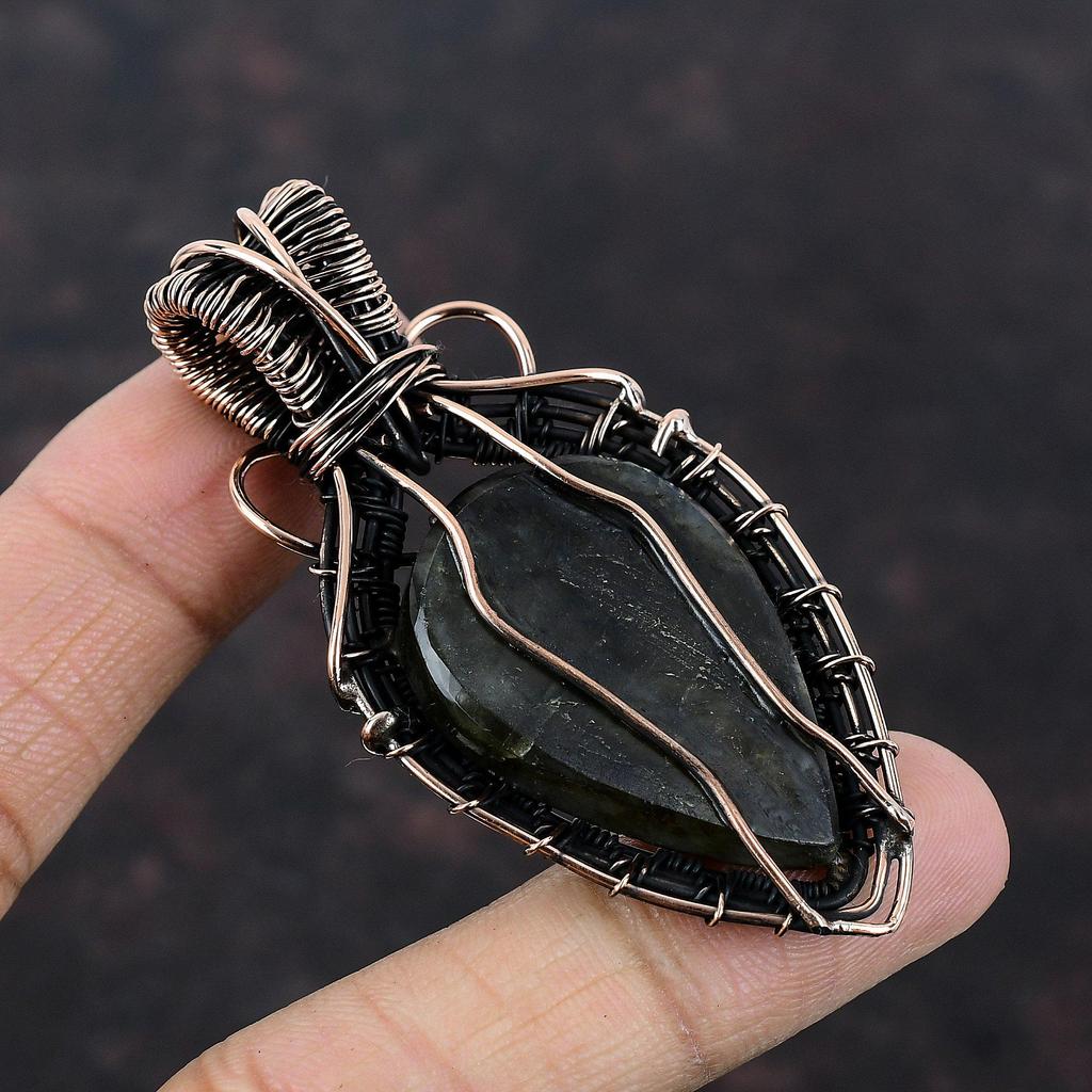 Labradorite Pendant Copper Wire Wrapped Pendant Handmade Pendant Gemstone Pendant Labradorite Jewelry Gift For Mother Antique Copper Jewelry