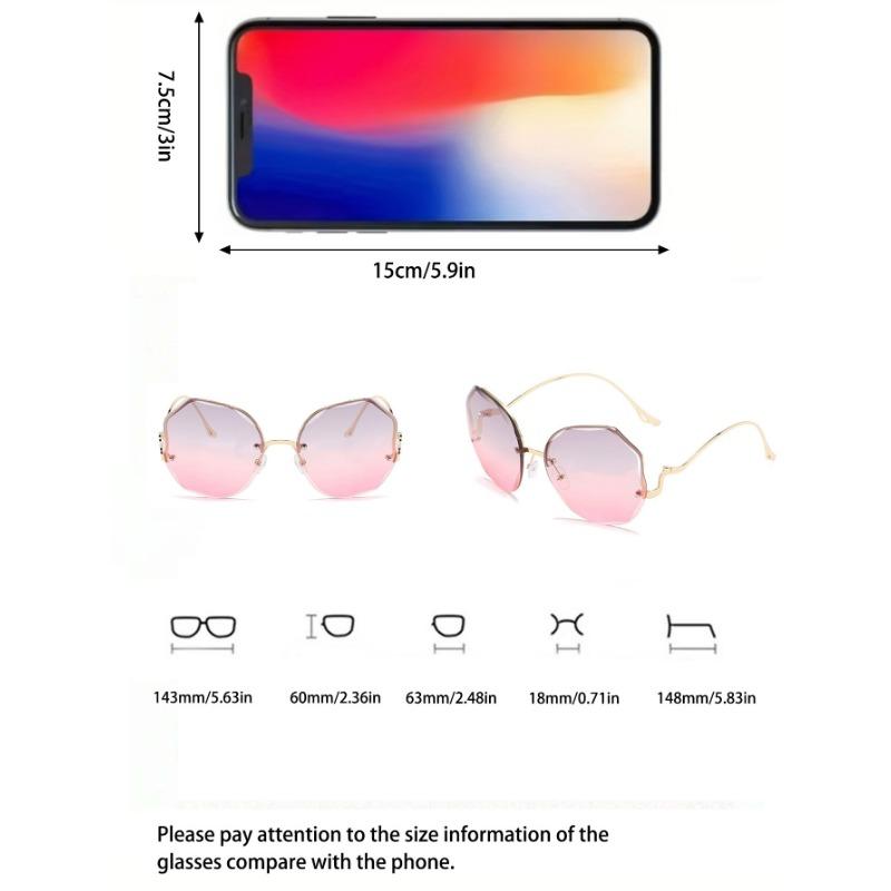 Large Frame Frameless Sunglasses Men's and Women's Plastic Fashion Classic Decorative Outdoor Travel Beach Vacation Glasses