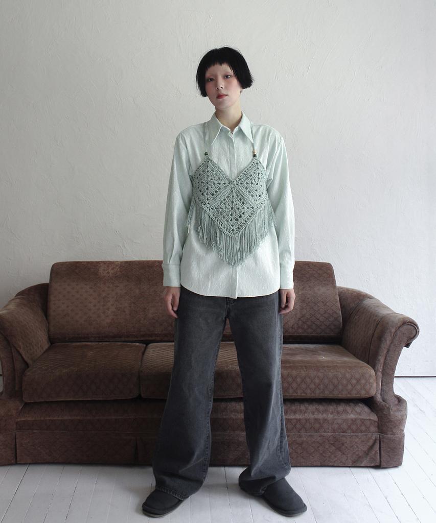 RUBATI Jacquard Shirt Half Apron_Mint