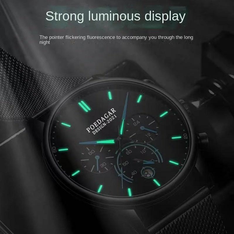 Montre Homme Multifonctionnelle Nouvelle Arrivée Marque Supérieure Style Coréen Étudiant Homme Ultra-fine À la Mode Étanche Quartz Lumineuse