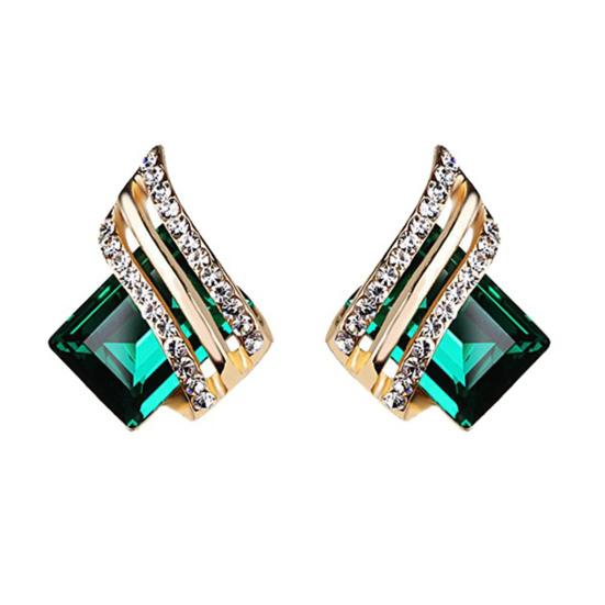 1 Pair Ear Studs Rhinestone Geometric Electroplating Luxury High Gloss Ear Decoration Jewelry Faux Crystal Engagement Earrings Anniversary Gifts