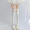 1pairs White Lace Lace Tied Ribbon Velvet Over Knee Socks Lolita Cute Sweet Calf Socks Women's Mid-Leg Kawai Thigh High Socks