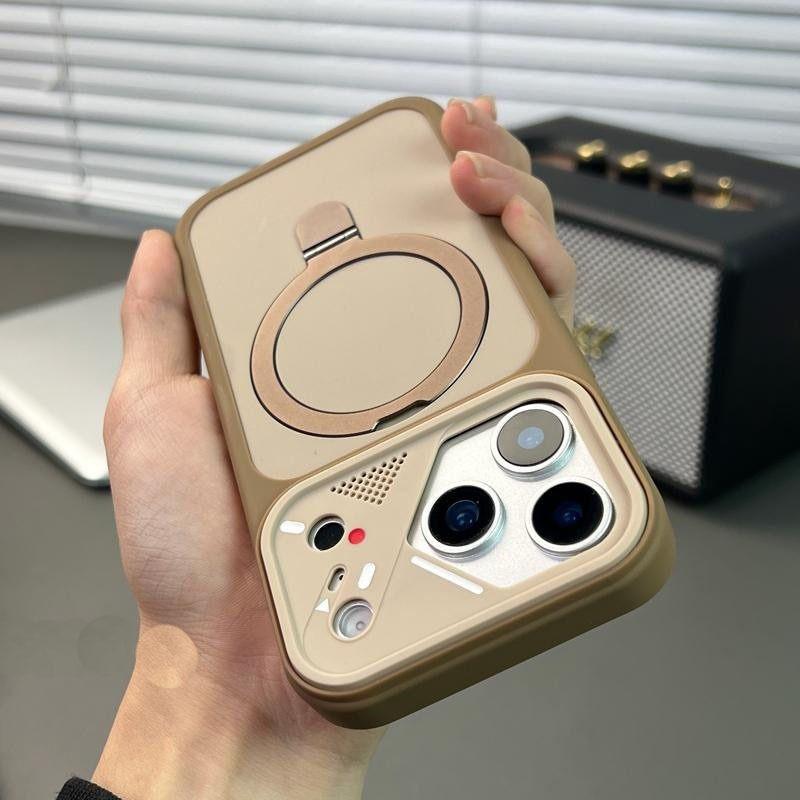 

360 Degree Rotating Magnetic Bracket Case for iPhone 17 16 15 14 13 Pro Max For Magsafe Soft Frame Bumper Fold Holder Cover iPhone 15