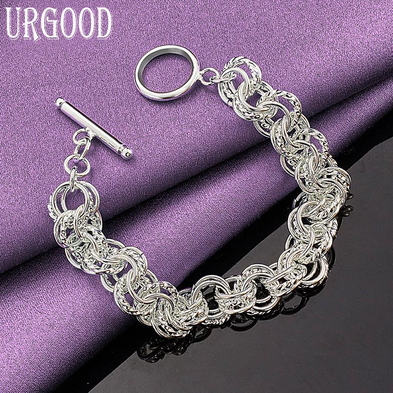 925 Sterling Silver Circle Bracelet Party Gift Jewelry