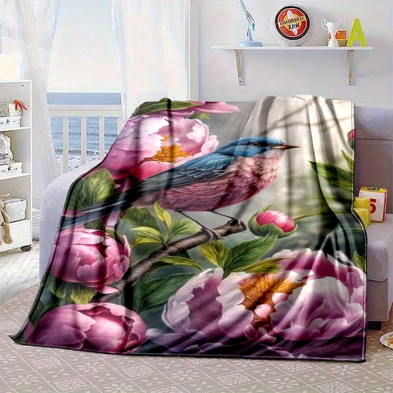 Blue Birds In Blossoms Blanket Flannel Blanket Throw Blanket Sofa Cover Blanket Soft Premium Blanket Picnic Blanket Tv Blanket Gifts