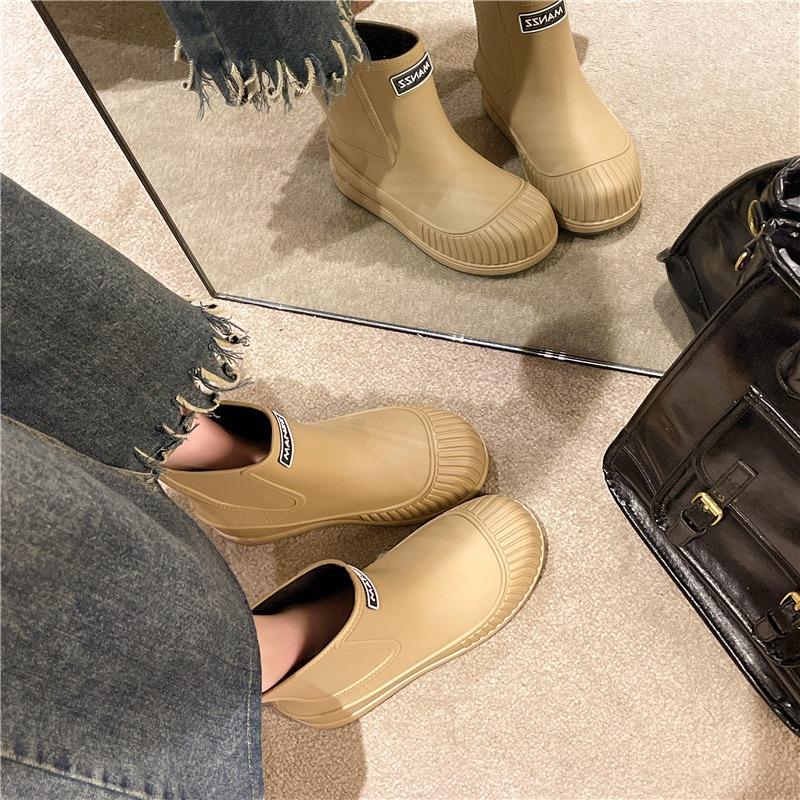 Fashion bundle rain shoes women's low tube rain boots four seasons wear work shoes car wash waterproof non-slip comfortable rubber shoes