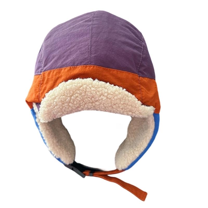 Trendy Color Blocked Winter Trapper Hat with Warm Padded Design For Running Camping Street Wear Headwear Unisex