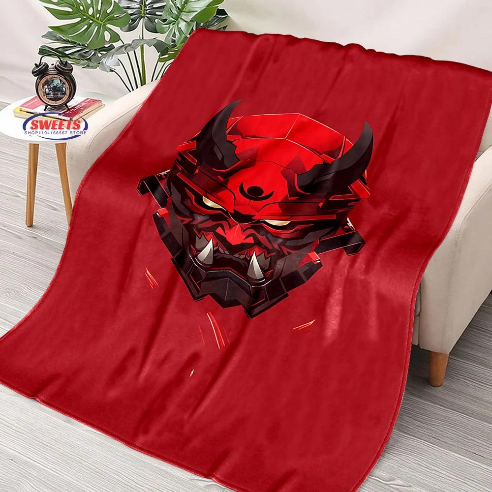 Classic Japanese Hannya Mask Flannel Blanket for Bed Bedroom Sofa Picnic, Warm Throw Blanket for Cover Outdoor Leisure Nap Gift