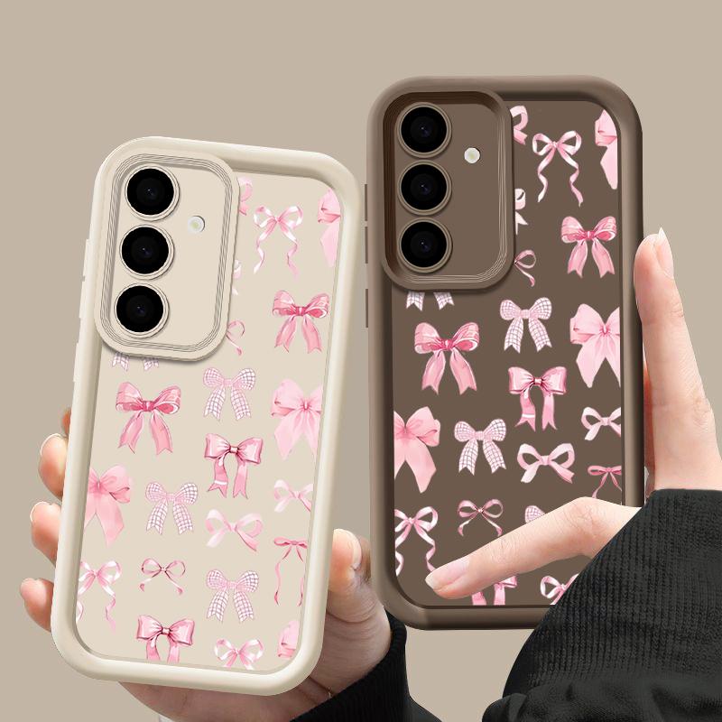 Růžové mašličky Pouzdro Pro Samsung Galaxy S25 S24 Ultra Edge S23 S22 Plus S21 FE A15 A16 A26 A35 A36 A54 A55 A56 5G Kryt Mašličky