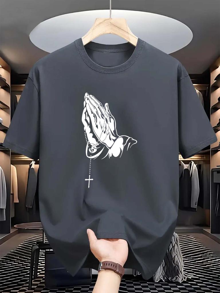 Men'S Casual Short Sleeve T-shirt,   Composition, Crew Neck, Slight Stretch, Summer Fashionable Tee