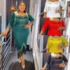 Women's Plus Size Tassel Dress with Hot Drill Accents