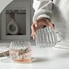 Glass Coffee Mug With Handle Vertical Stripes Coffee Cup Creative Transparent Water Cups Drinking Glasses For Hot/Cold Beverages