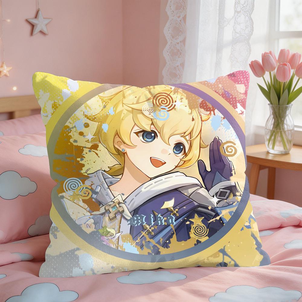 Mika Genshin Game Cushion Cover Short Plush Pillow Case Room Sofa Cushion Covers Home Decor Funda