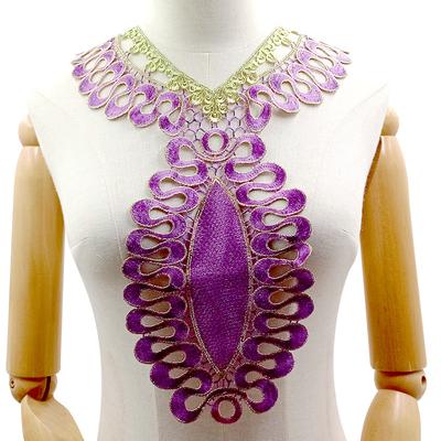 Color Heavy Industry Yarn-dyed Embroidered Collar, Gold Thread Embroidery, Large Fake Collar, Water-soluble Lace Collar, Hollow