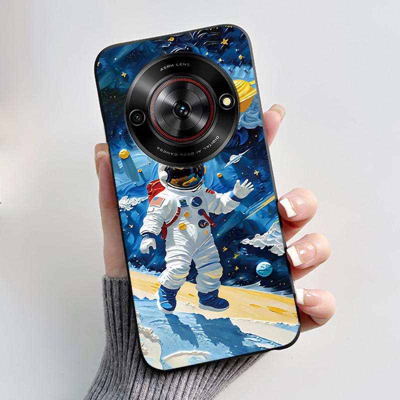 Cute Cartoon Case For ZTE Blade A75 5G/Nubia Focus 5G/Nubia Calf 5G Printing Shell Protective Cover Soft Silicone Black Casing