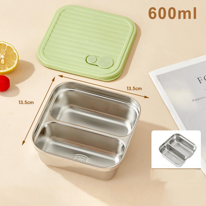 304 Stainless Steel Square Lunch Box With Lid Portable Fruit Salad Food Container Stackable Leak Proof Bento Box