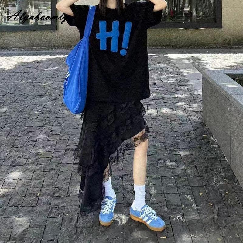 Korean Style Women Streetwear Irregular Skirt Elastic Waist White Black Layered Ruffles Skirt Stylish Feminine Ladies' Skirts Womens