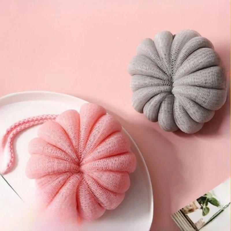 Pumpkin Shaped Bath Loofah Sponge With Extra Thick Soft Mesh Durable Hanging Rope For Daily Home Shower Bathing Use