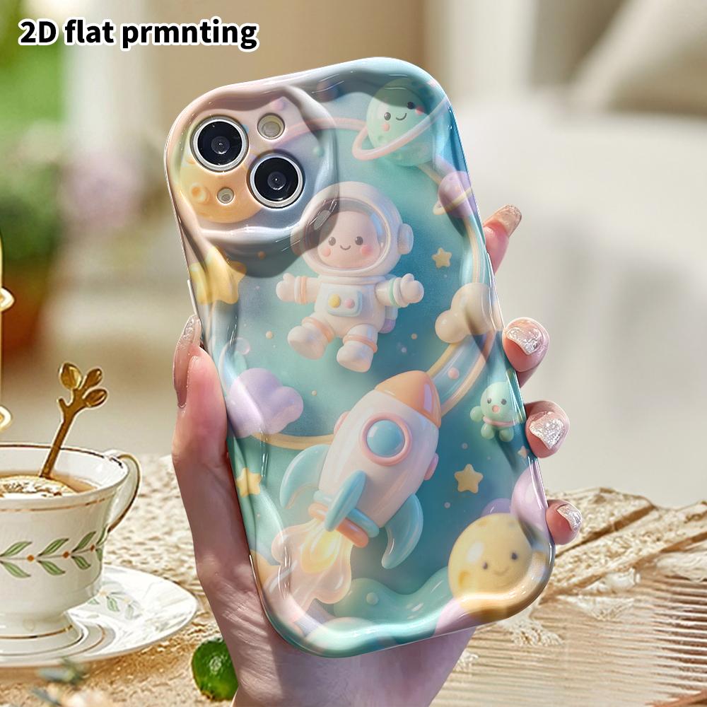 Phone case: 2D flat design suitable for iPhone 18 17 16 15 14 13 Pro protective case, astronaut, perfect Christmas and Halloween holiday gift