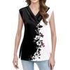 Women's Print Tank Top Button-down V-neck T-shirt Sleeveless Loose Fashion Top