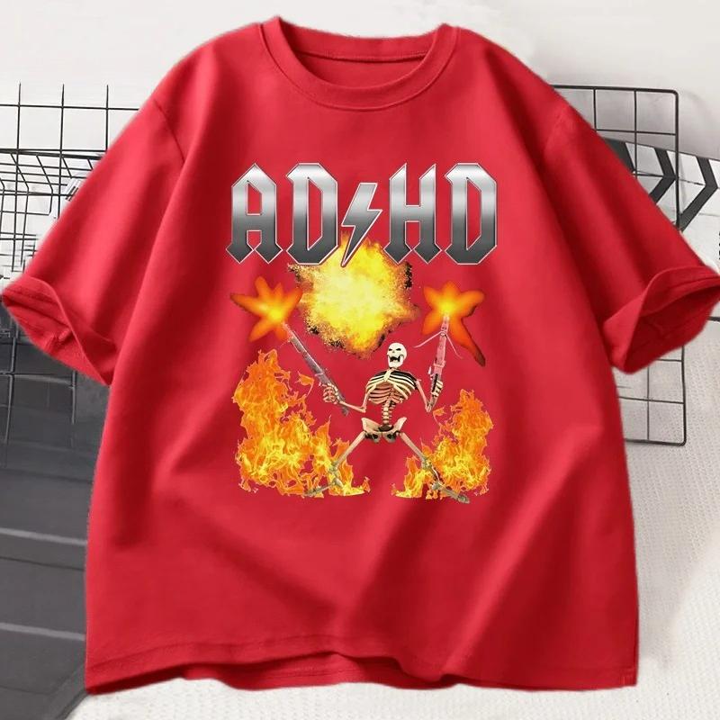 Funny ADHD Graphic Tee Shirt Unisextal Health Awareness TShirt Unisex Women Fashion Casual Tops All Season Loose Harajuku Clothing