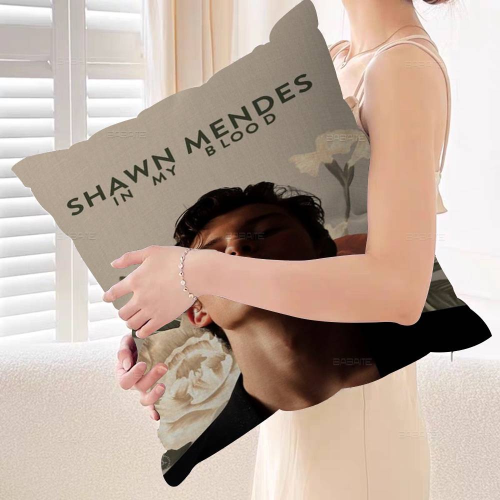 S-Shawn Mendes Populär Sångare Kudde Anime Kudde Soffa Säng Huvudkudde Överdrag Kuddfodral 45x45 cm Mode