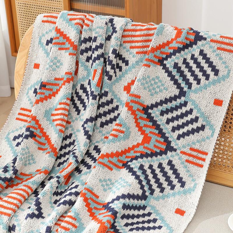 Bohemian Knit Throw Blanket Sofa Bed Couch Outdoor Use Thick Warm Geometric Acrylic 130x170cm 150x200cm