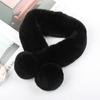 Women Winter Real Rabbit Fur Scarf With Button Fashion Female Warm Natural Soft Fur Scarves High Quality Neck Warmer Double ball