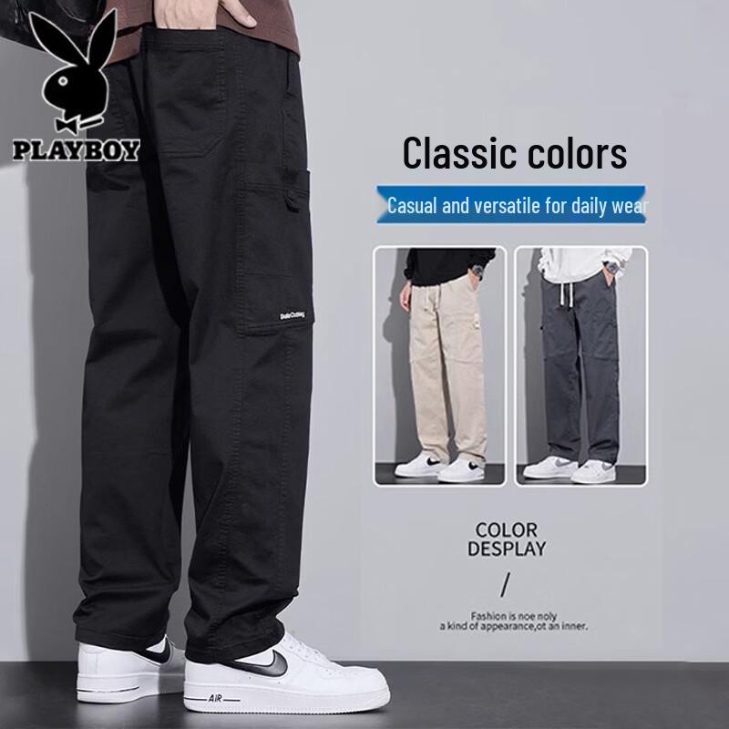 PLAYBOY Men's Loose Straight Workwear Casual Pants