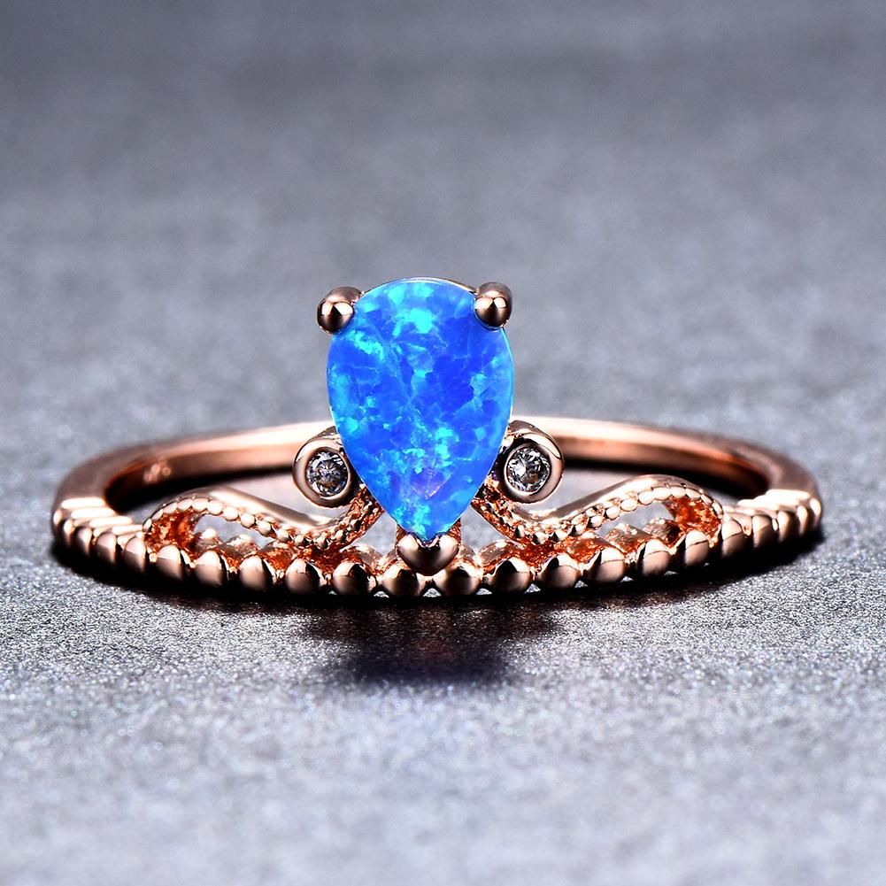 

Fashionable Rose Gold White Purple Blue Droplet Shaped Ring No. 10