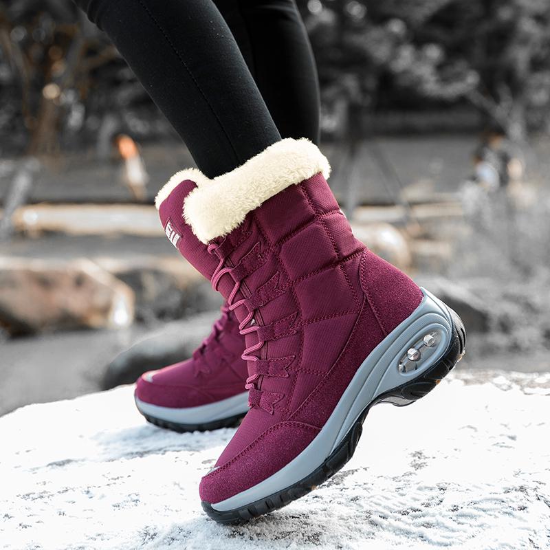 Women Plush Cotton Shoes Air Cushion Snow Boots Fashion High-top Platform Shoes Winter Warm Outdoor Boots