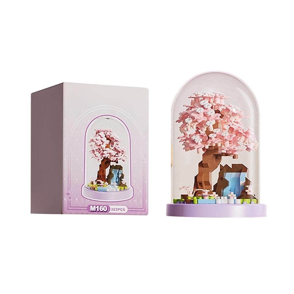DIY Building Blocks Flower Model Kit with Dome Cover Educational Puzzle Toy for Children and Adults Creative Assembly Decorative Display