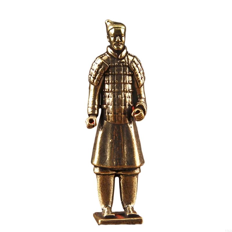 Terracotta Soldier Figurine Decors Brasses Miniature Chinese Soldier Ornament for Desk Shelf Study Room Office Display and Y5GB