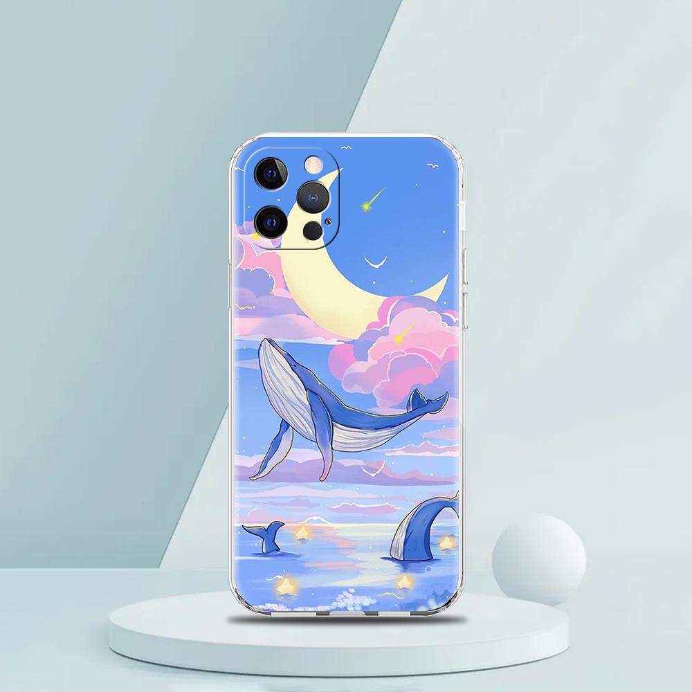 For iPhone 15 16 14 13 12 Mini 11 Pro Max XS X XR SE 7 8 Plus Silicone Clear Cover Orca Ocean Lovely Killer Whale Phone Case