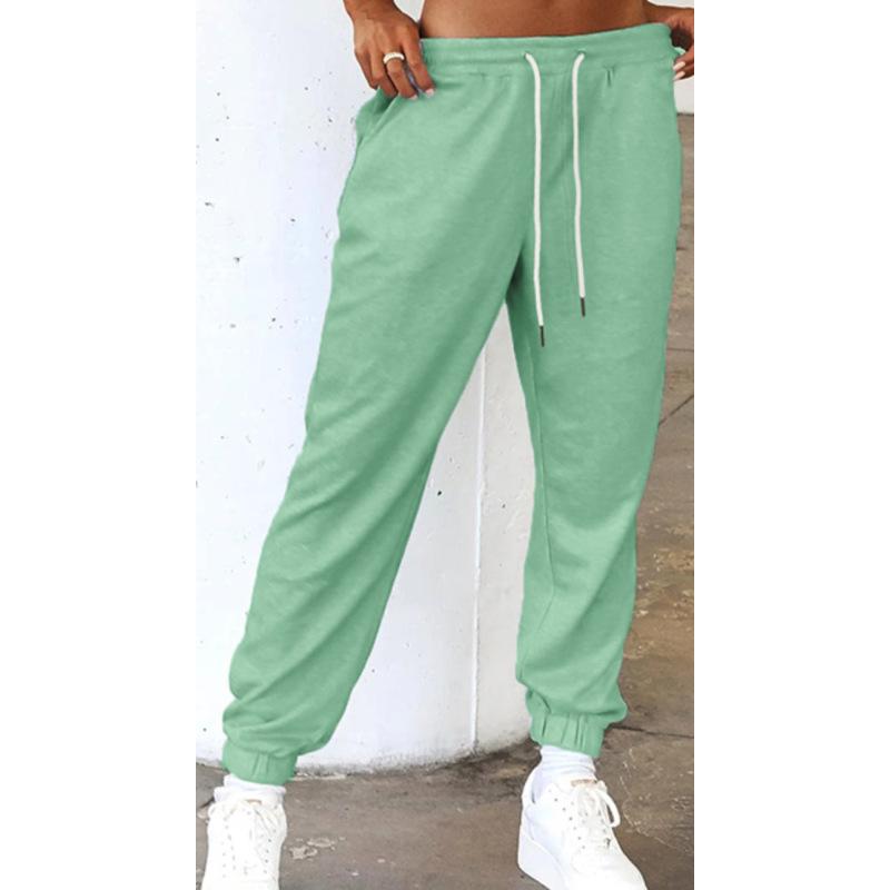 Women's solid color high-waisted sports and casual sweatshirt pants