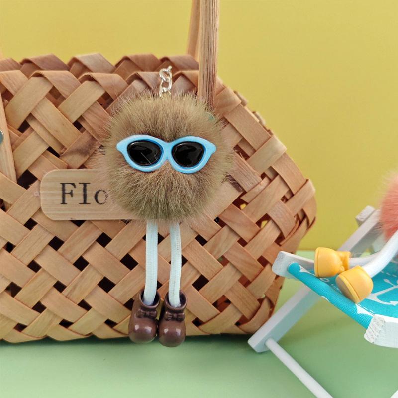1pc Backpack Accessory Cute Keychain Creative Plush Exquisite Coal Gift Doll Pendant