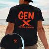 GEN X Rebellious Generation Brushstroke Red Text Motorcycle T-Shirt Double-Sided Print Men Short Sleeve Summer Tops