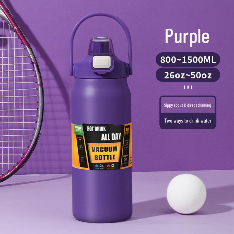 

Спортивная бутылка для воды из нержавеющей стали 304 с двойными стенками и вакуумной изоляцией (Большая вместимость, Портативный, Альпинизм). 800ml