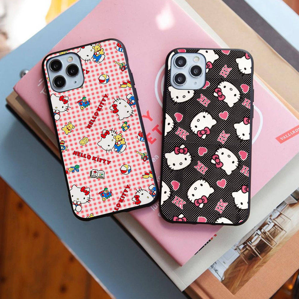 Case for iPhone 16 15 Plus 14 13 12 11 Pro 8 7 6S 6 SE 5S X XR XS Max Realme C30 C33 C31 9I Black Sofe Cover LI14 Hello Kitty