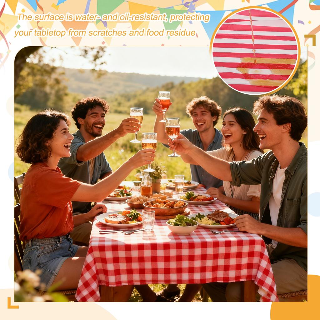 3Packs Striped Table Cloths 54 x 108 Inches Rectangle Plastic Tablecloth Waterproof Table Cover for Dining Birthday Party Picnic